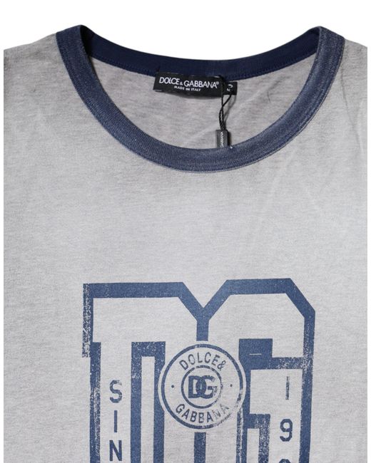 Dolce & Gabbana Gray Crew Neck Tshirt Dg Graphic Tee for men
