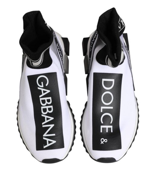 Dolce & Gabbana White Sock Sneaker Logo Detail