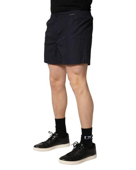 Dolce & Gabbana Black Cotton Elastic Waist Swim Shorts Swimwear for men