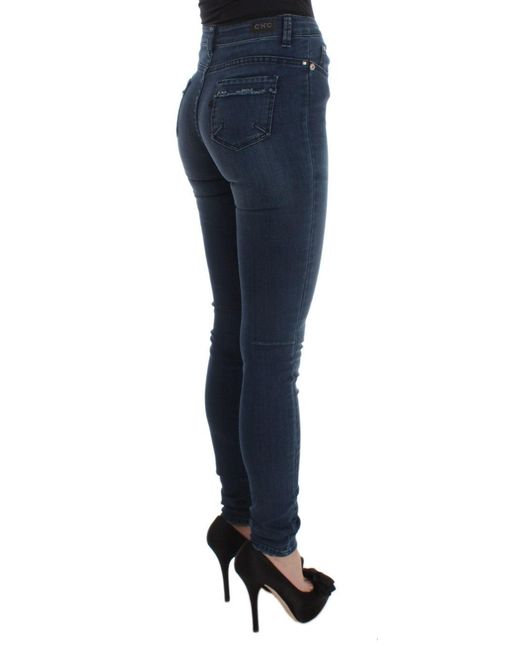 CoSTUME NATIONAL Blue Cotton Blend Slim Fit Jeans