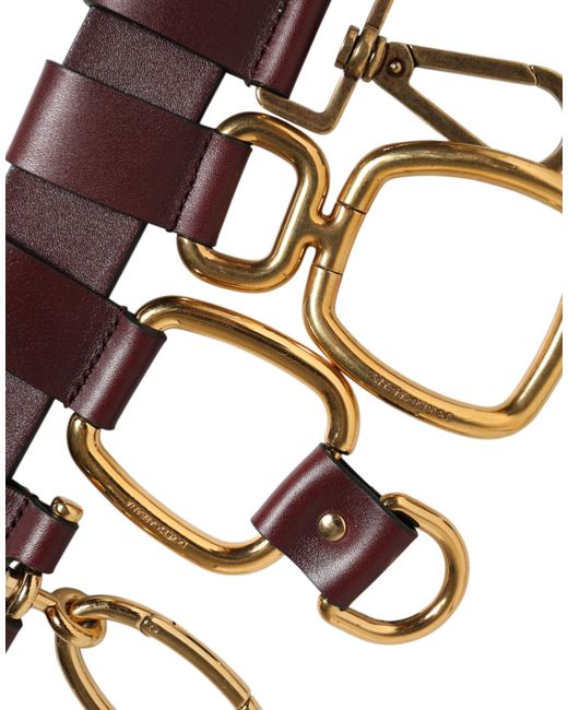Dolce & Gabbana Multicolor Brown Key Ring Clip Attachments Buckle Belt for men