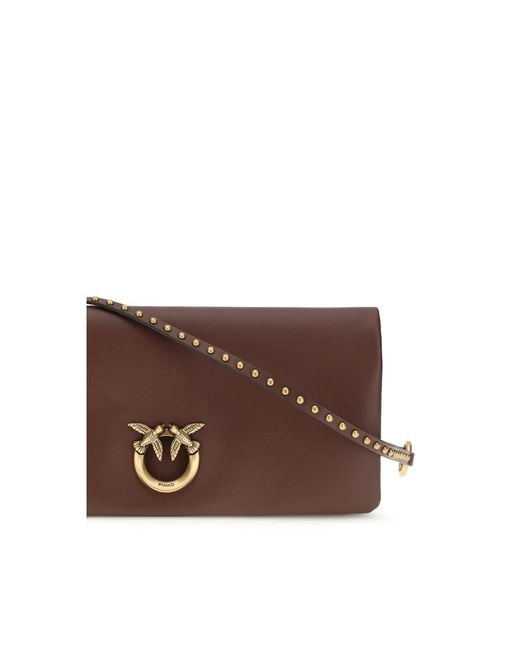 Pinko Brown Bordeaux Calf Leather Bos Taurus Clutch Bag
