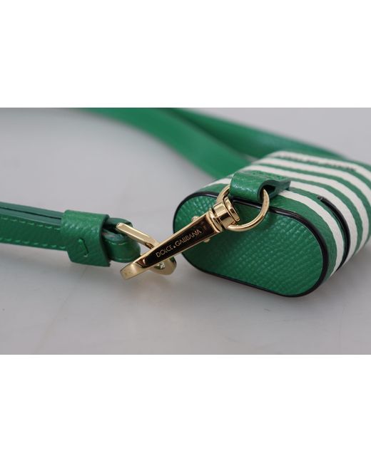 Dolce & Gabbana Green Elegant Leather Airpods Case
