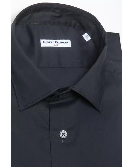 Robert Friedman Black Elegant Slim Collar Shirt for men