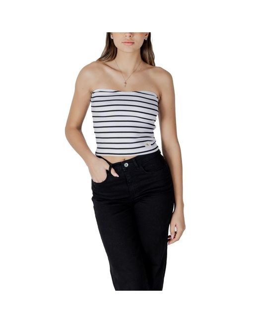 Calvin Klein Black White Cotton Rigenerato Tops & T