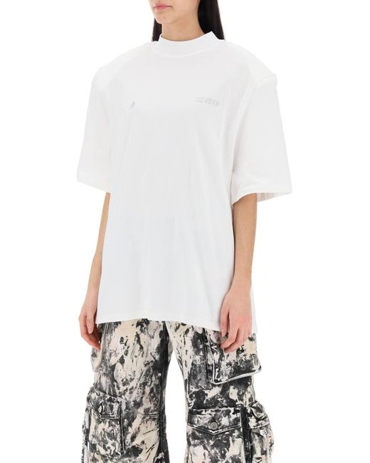 The Attico White Kilie Oversized T Shirt With Padded Shoulders