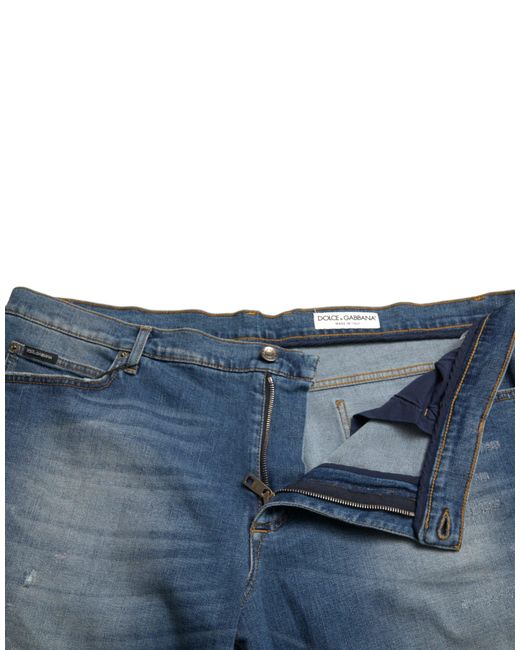 Dolce & Gabbana Blue Washed Cotton Bermuda Denim Shorts for men