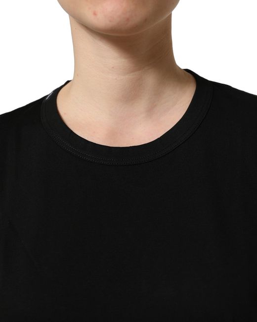 Dolce & Gabbana Black Cotton Crew Neck Short Sleeves T