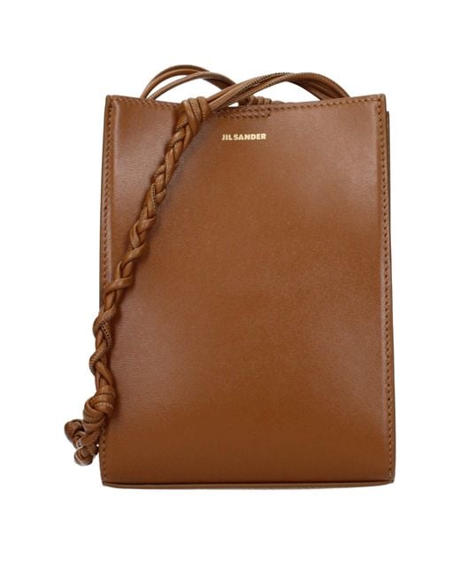 Jil Sander Brown Leather Crossbody Bag