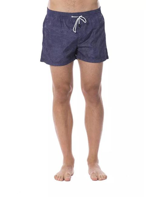 Roberto Cavalli Blue Printed Swimsuit Elegance for men