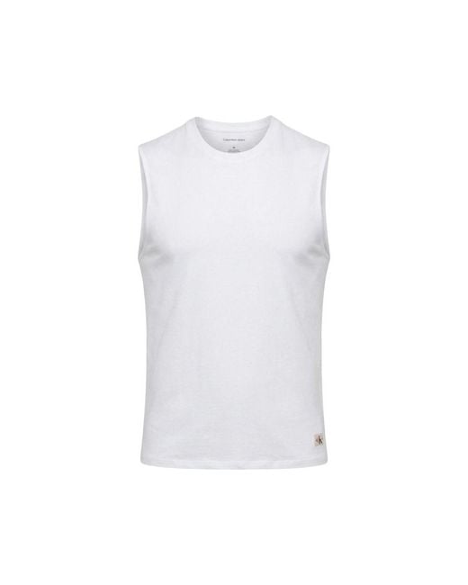 Calvin Klein White Cotton Tank Tops for men