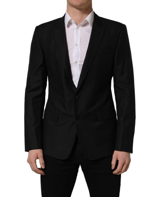 Dolce & Gabbana Black Wool Single Breasted Blazer Jacket for men