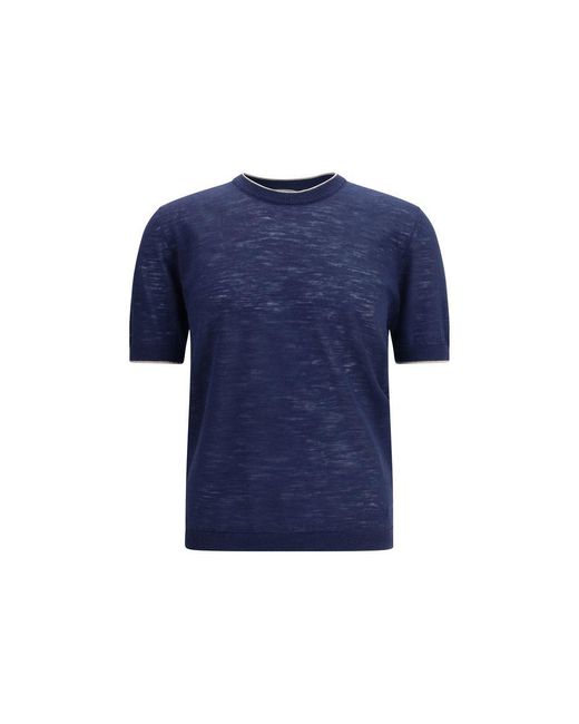 Brooksfield Blue Linen Shortsleeve Shirt for men