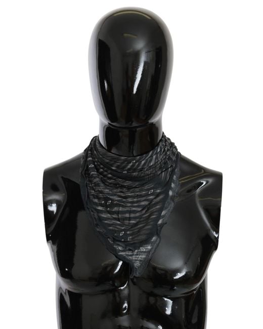 CoSTUME NATIONAL Black Elegant Striped Viscose Scarf