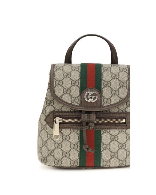 Gucci Gray Beige Fabric Backpack