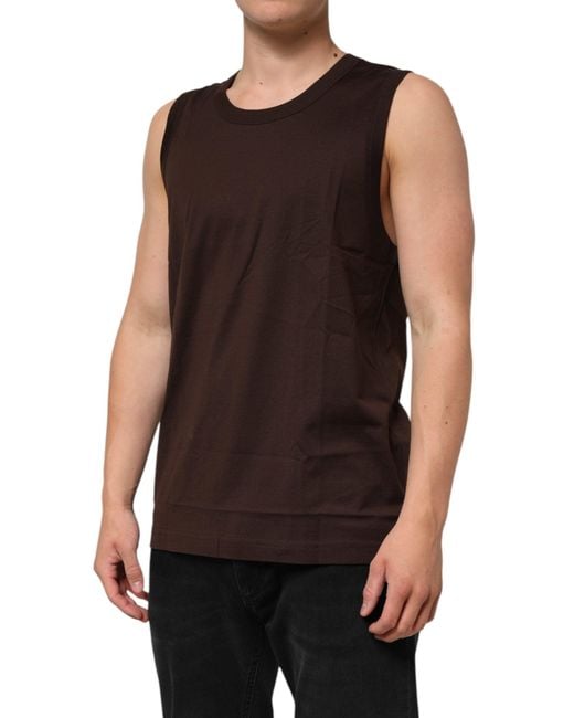 Dolce & Gabbana Black Crew Neck Sleeveless Tank Top for men