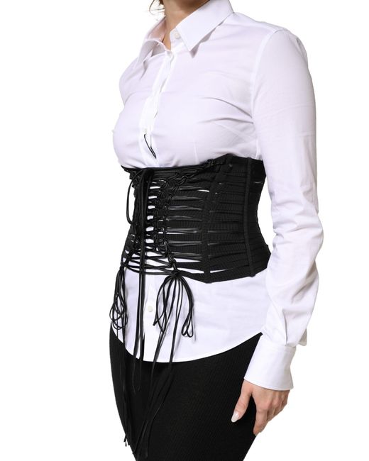 Dolce & Gabbana Black Polyester Laceup Waist Cincher Corset  display picture 2