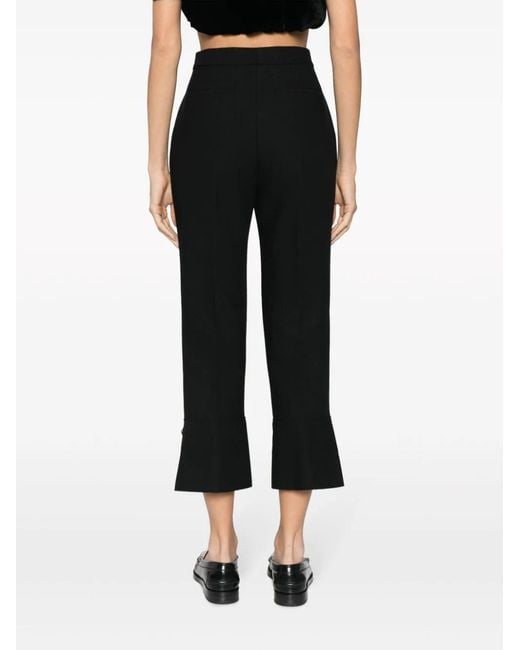 MSGM White Cropped-Leg Flared Trousers