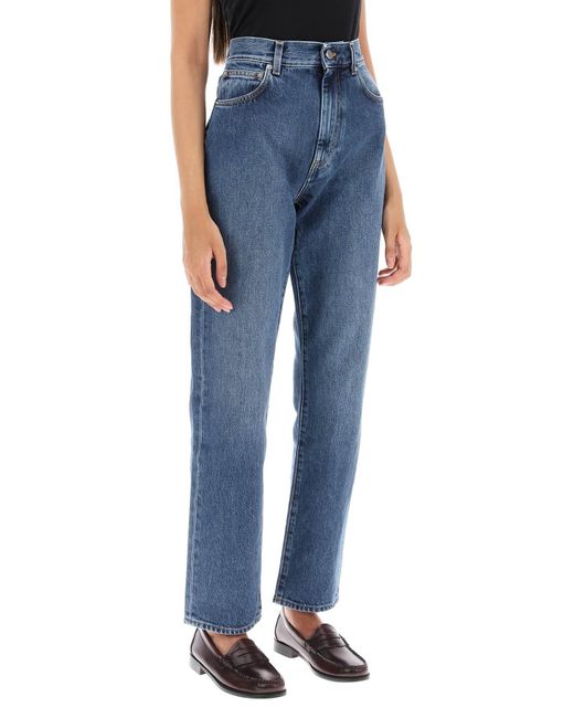 Loulou Studio Blue Cropped Straight Cut Jeans