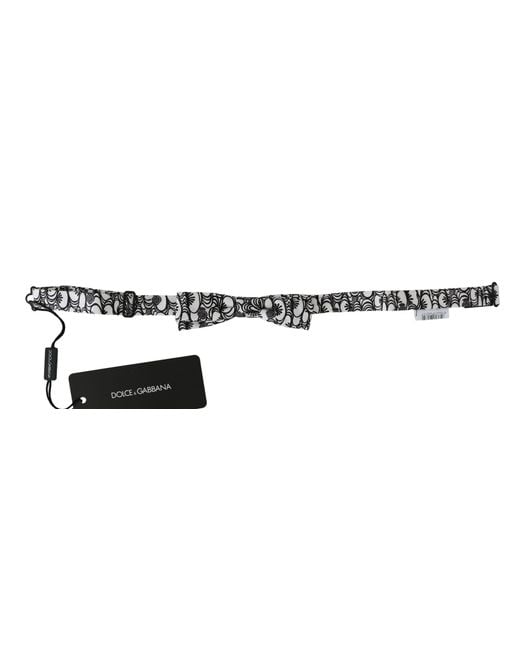 Dolce & Gabbana Black Exquisite Silk Bow Tie With Pattern for men