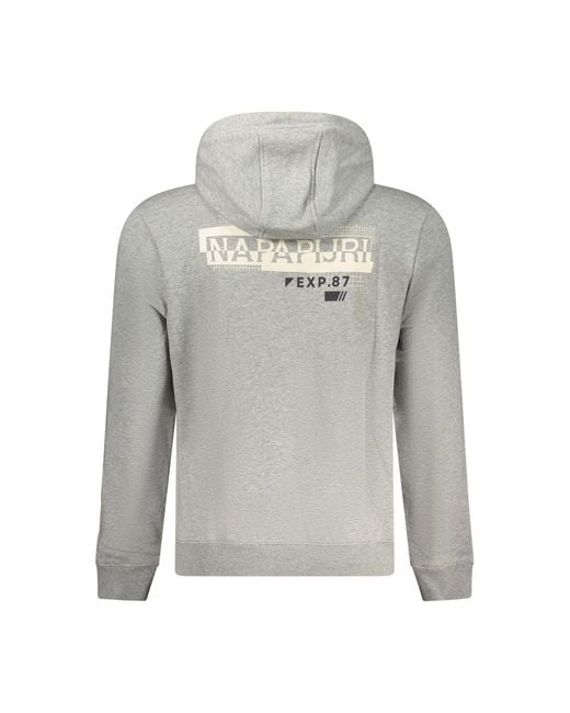 Napapijri Gray Grigio Cotton Men's Hoodie for men