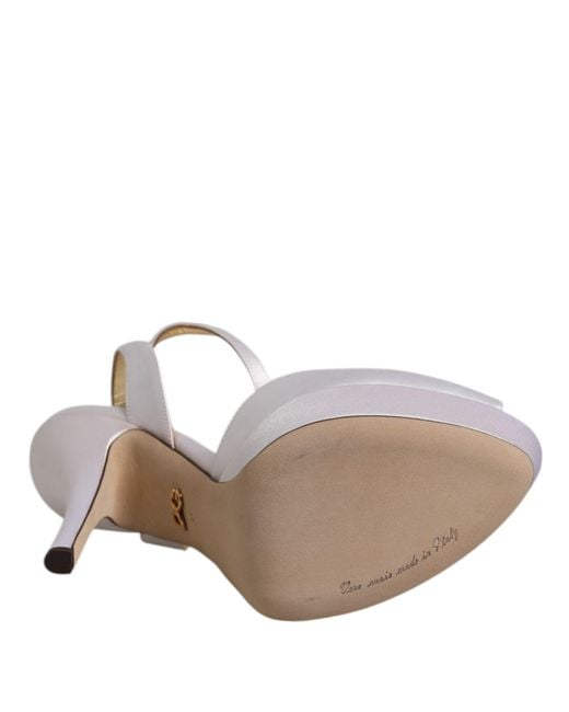 Dolce & Gabbana White Platform Ankle Strap Heels