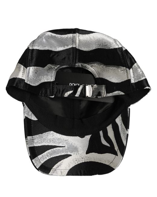 Dolce & Gabbana Men Black Silver Zebra Pattern Baseball Cap Hat for men