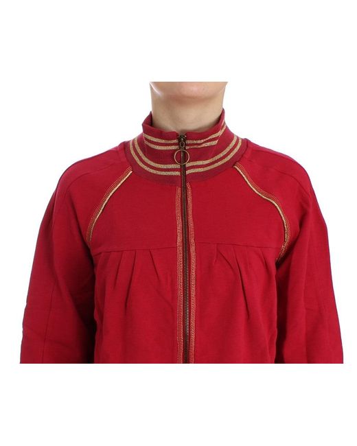 John Galliano Red Pink Mock Zip Cardigan Sweatshirt Sweater