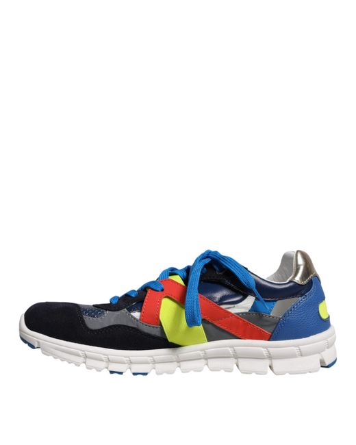 Dolce & Gabbana Blue Leather Suede Low Top Sneakers Shoes for men
