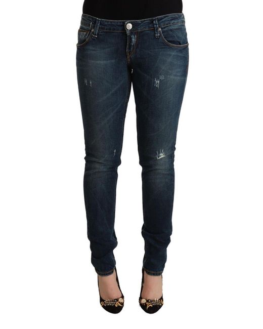 Acht Blue Washed Low Waist Slim Fit Denim Jeans