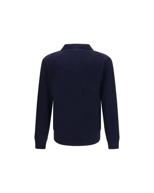 Brooksfield Blue Wool Oves Aries Cardigan for men