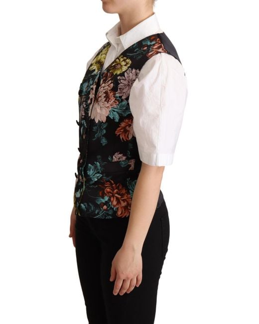 Dolce & Gabbana Blue Exquisite Floral Jacquard Waistcoat