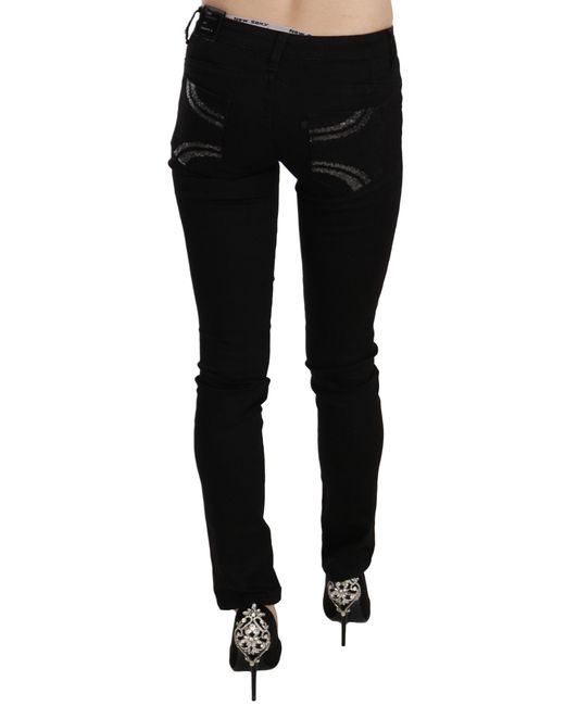 CoSTUME NATIONAL Black Sequined Mid Waist Slim Fit Denim Jeans