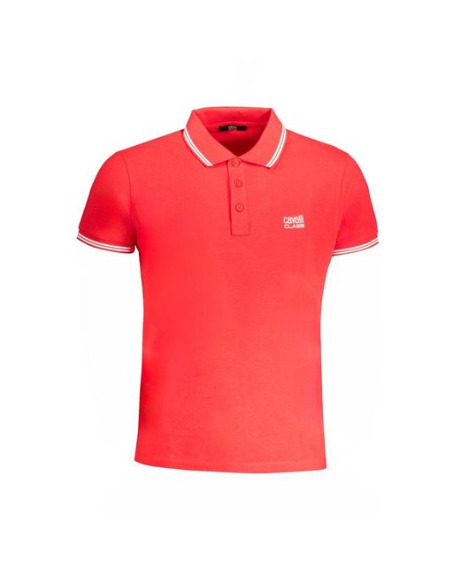 Roberto Cavalli Red Cotton Polo Shirt for men