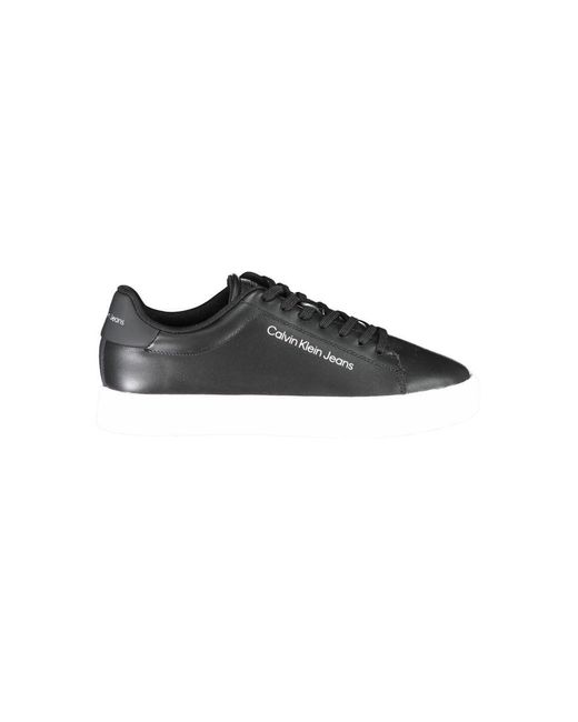 Calvin Klein Black Sleek Lace-Up Sneakers With Contrast Details for men