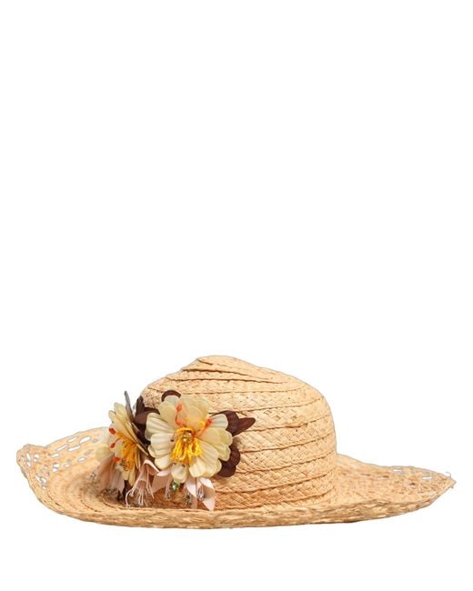Dolce & Gabbana Metallic Beige Wide Brim Floral Bucket Capello Hat