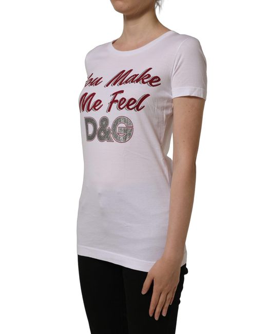 Dolce & Gabbana Multicolor White Graphic Print Cotton Crew Neck T