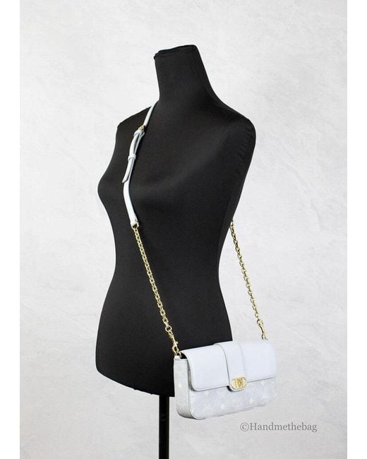 MCM White Small Mode Travia Pebbled Visetos Leather Shoulder Crossbody Clutch Bag
