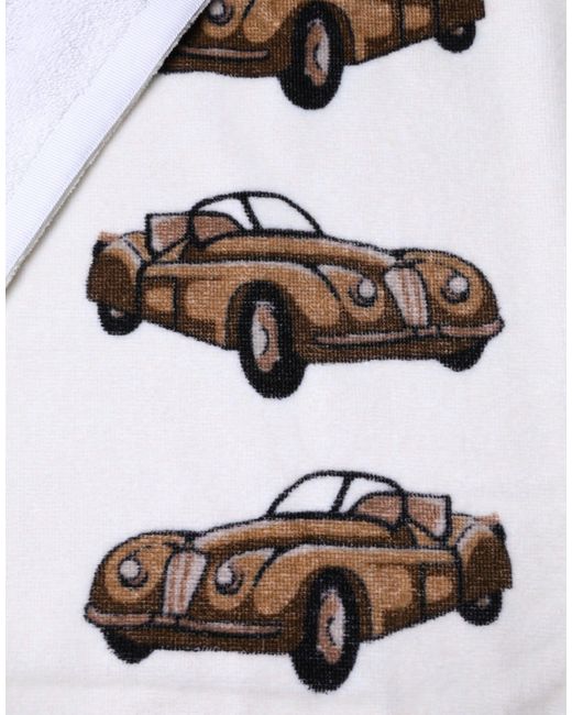 Dolce & Gabbana Black Towel Cotton Car Graphic Print 115Cm X 180Cm Beach