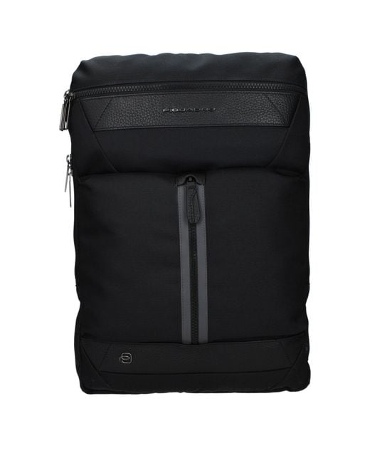 Piquadro Black Fabric Backpack for men