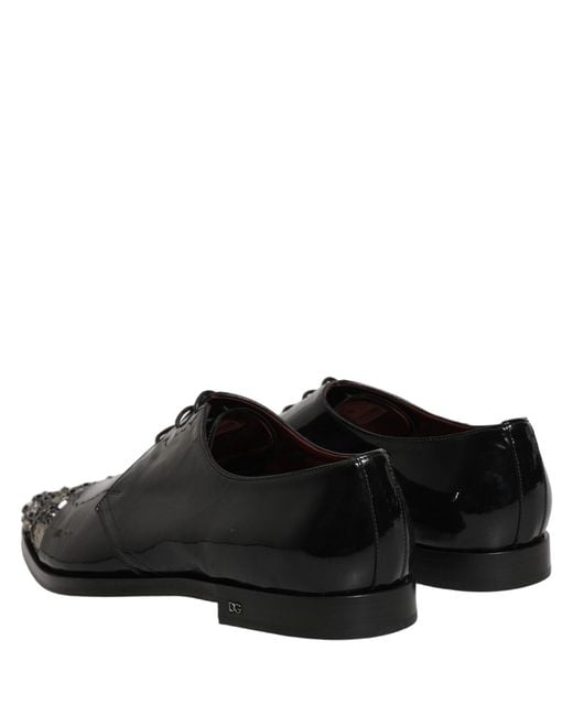 Dolce & Gabbana Black Embellished Derby Dress Formal Shoes for men