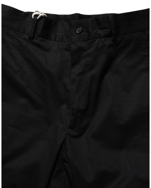 Dolce & Gabbana Black Cotton Tapered Leg Dress Trouser Pants for men