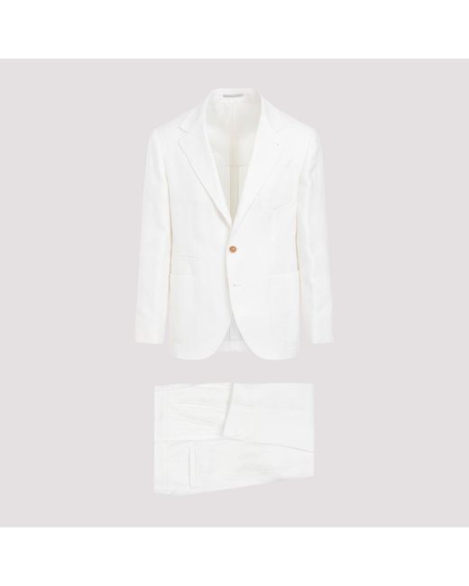 Brunello Cucinelli Off White Linen Suit for men