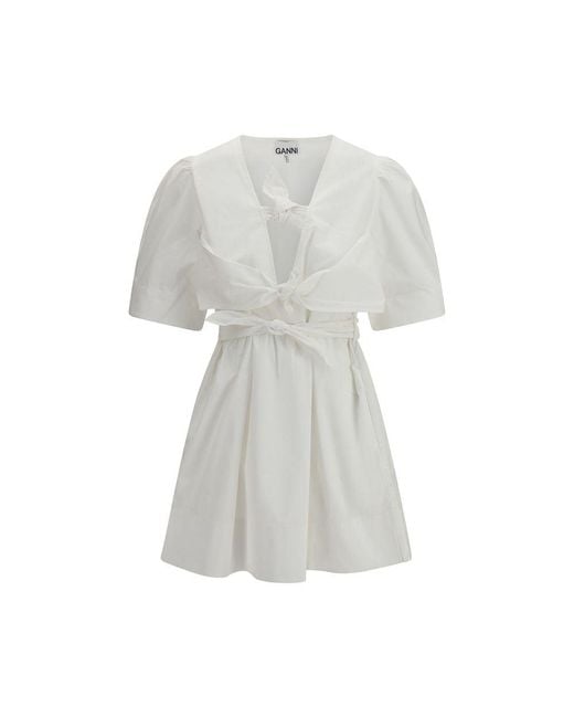 Ganni White Cotton Casual Dress