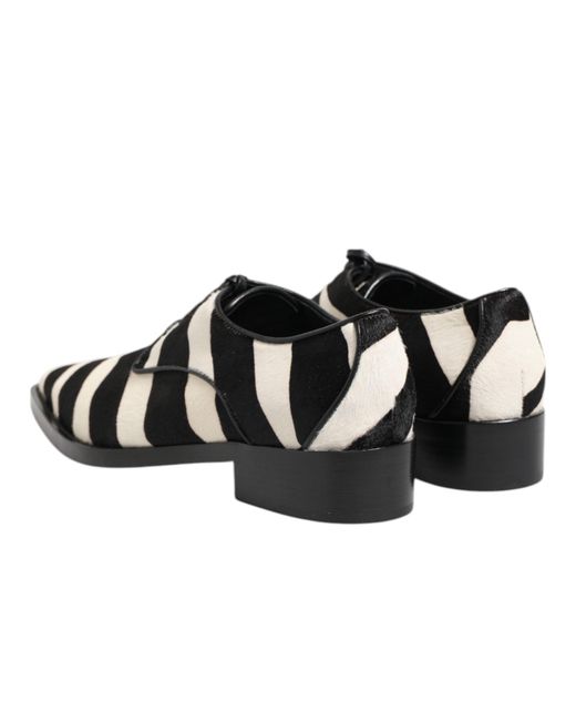 Dolce & Gabbana Black White Zebra Pony Fur Dress Shoes for men