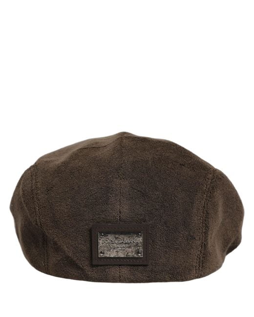 Dolce & Gabbana Men Brown Cotton Newsboy Cloth Capello Hat for men