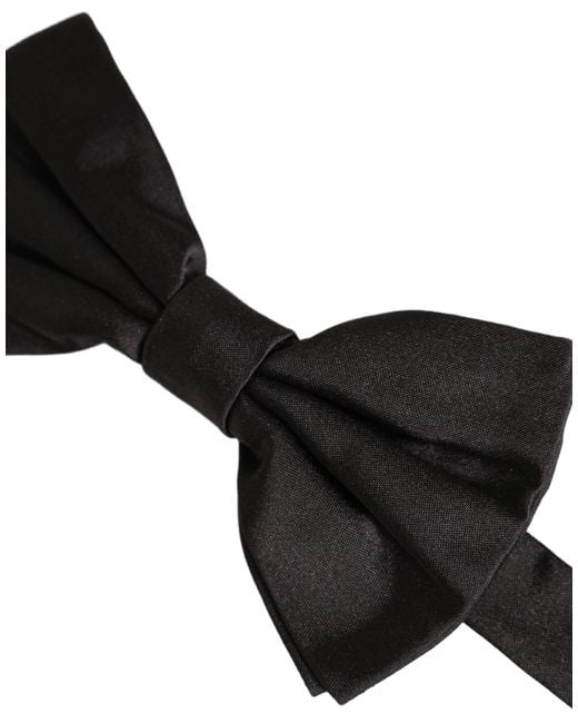 Dolce & Gabbana Men Black 100% Silk Adjustable Neck Papillon Bow Tie for men