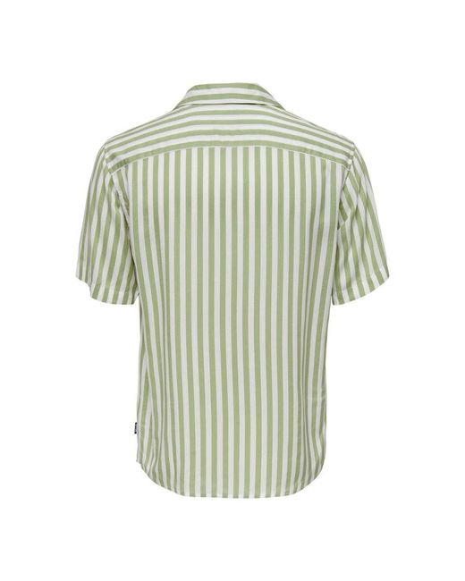 Only & Sons Green Bicolor Cotton Pattern Shirt for men