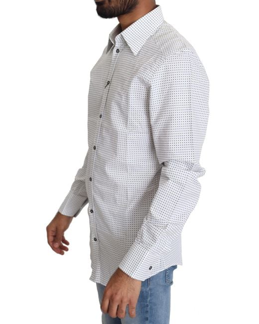 Dolce & Gabbana Gray Polka Dots Dress Shirt for men