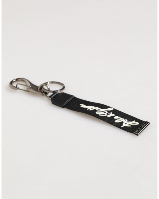 Dolce & Gabbana White Polyester Dg Logo Keychain Keyring for men